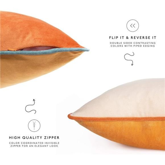 Decorative Throw Pillow Covers Cushion Cases, Set of 4 Soft Velvet Modern - Picture 4 of 6